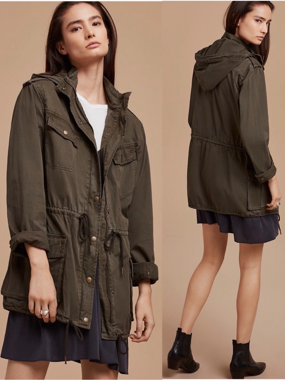 Aritzia Talula Trooper Jacket XXS Dark Olive Green Utility Military Hooded NWOT